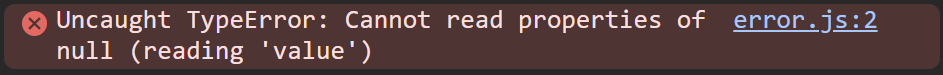 'Cannot read properties of null' error from JavaScript.
