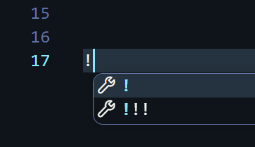 VS Code custom snippet suggestion box automating the creation of a repetitive boilerplate code structure